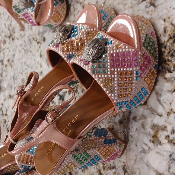 Kurt Geiger London Kensington Glitz Rainbow Rhinestone Platform Sandals NEW EU39 - Picture 2 of 10